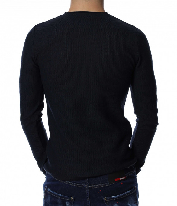 Есенен пуловер 13159 - Тъмно син