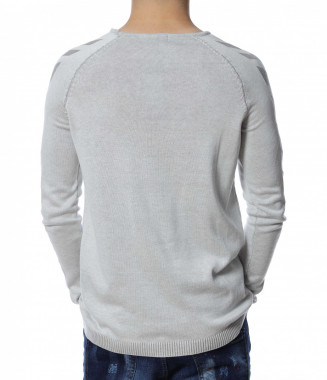 Едноцветен пуловер 13176 - Сив 2