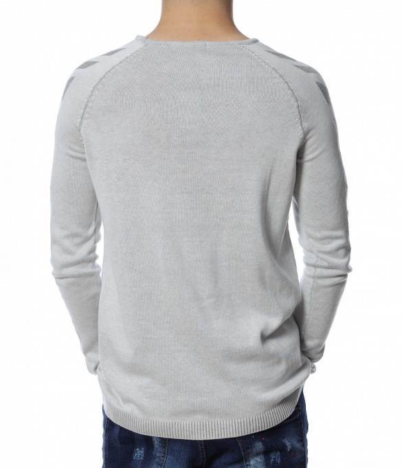 Едноцветен пуловер 13176 - Сив