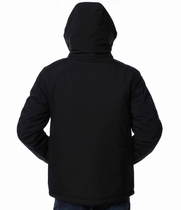 Зимно яке с качулка 13194 - Черен