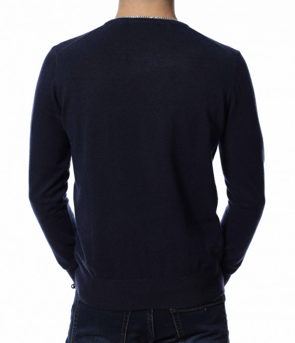 Изчистена топла блуза 13210 - Тъмно син