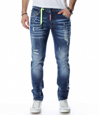 Дънки с декорация 13302 - Син