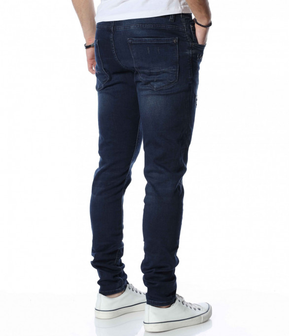 Дънки с надран ефект 13325 - Тъмно син