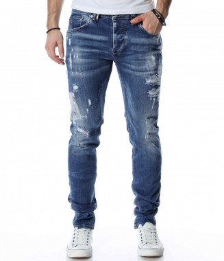 Сини дънки с пръски 13322 -...