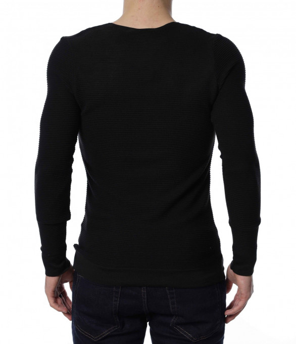 Едноцветен пуловер 13281 - Черен