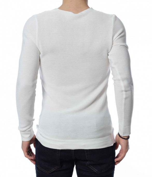 Едноцветен пуловер 13281 - Бял