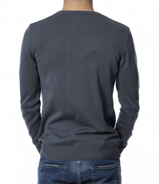 Класически пуловер 13338 - Сив 2