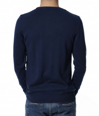 Класически пуловер 13338 - Син 2