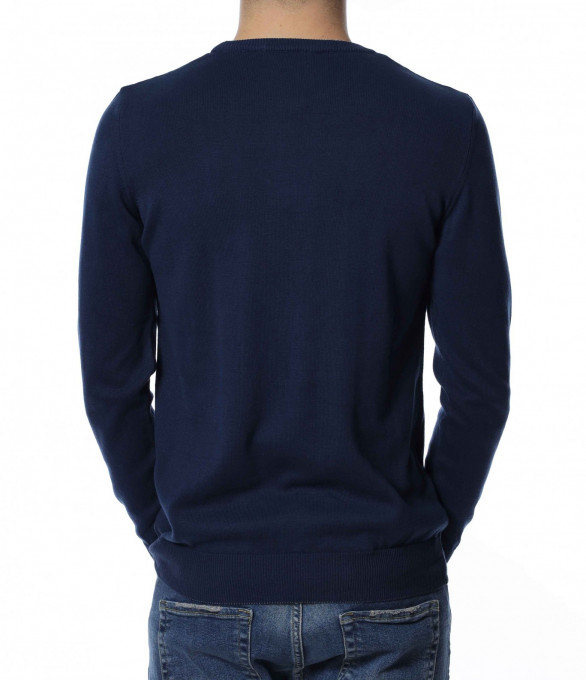 Класически пуловер 13338 - Син