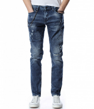 Дънки с декорация 13351 - Син