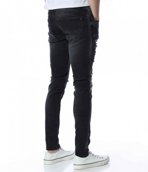 Черни дънки с накъсан мотив 13342 -...