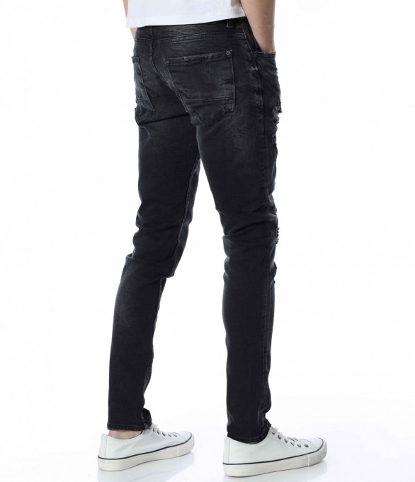 Дънки с накъсан акцент 13345 - Черен