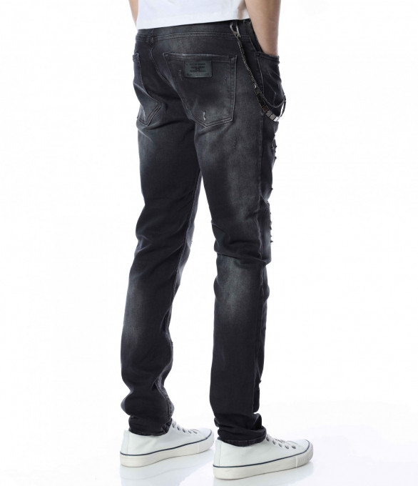 Черни дънки с накъсан ефект 13349 -...