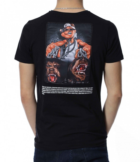 Тениска с надпис 13364 - Черен