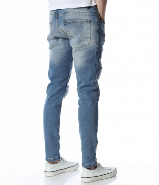 Сини дънки с кръпки 13390 -... 2