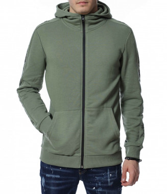 Суичер с качулка 13387 - Зелен