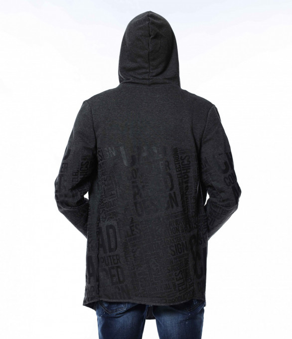 Суичер с издължена кройка 13417 - Сив