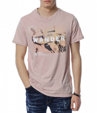 Тениска с надпис 13441 - Розов