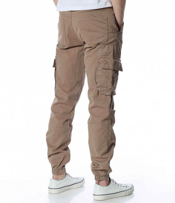Карго панталон с ластици 13465 - Бежов