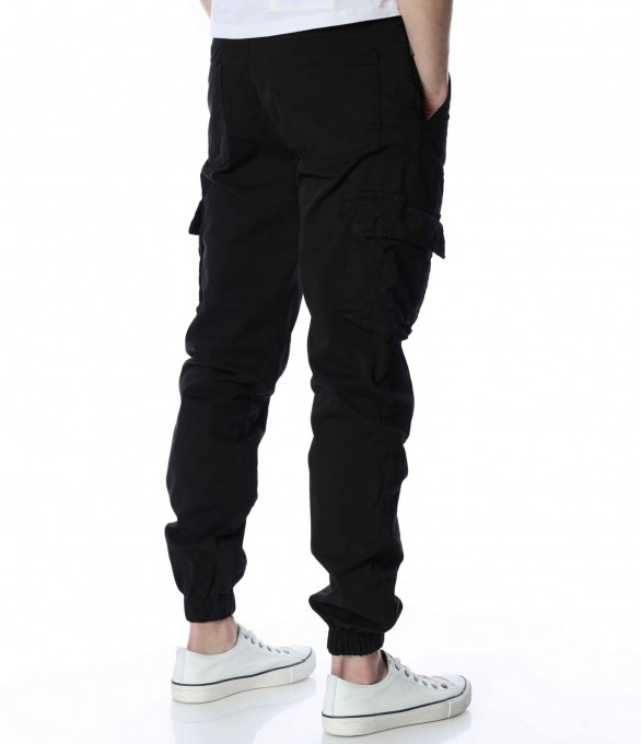 Карго панталон с ластици 13465 - Черен