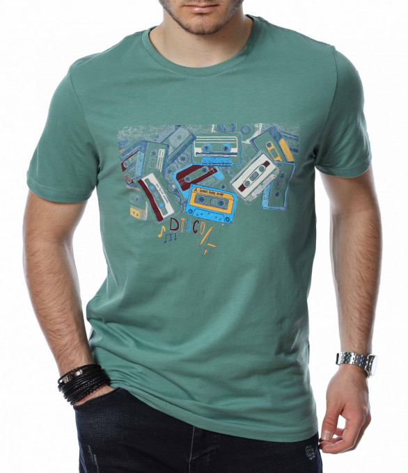 Тениска с аудио касети 13506 - Зелен
