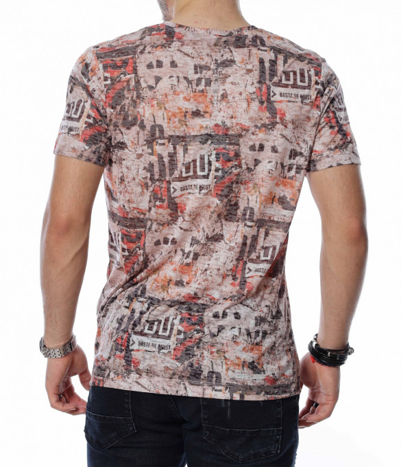 Тениска с VINTAGE дизайн 13516 - Бежов