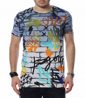 Тениска с графити 13471 - Син