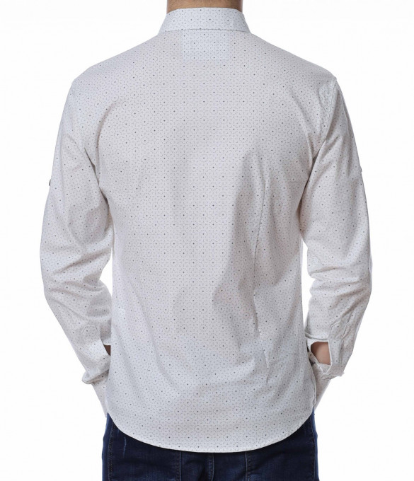 Памучна риза с дълъг ръкав 13474 - Бял