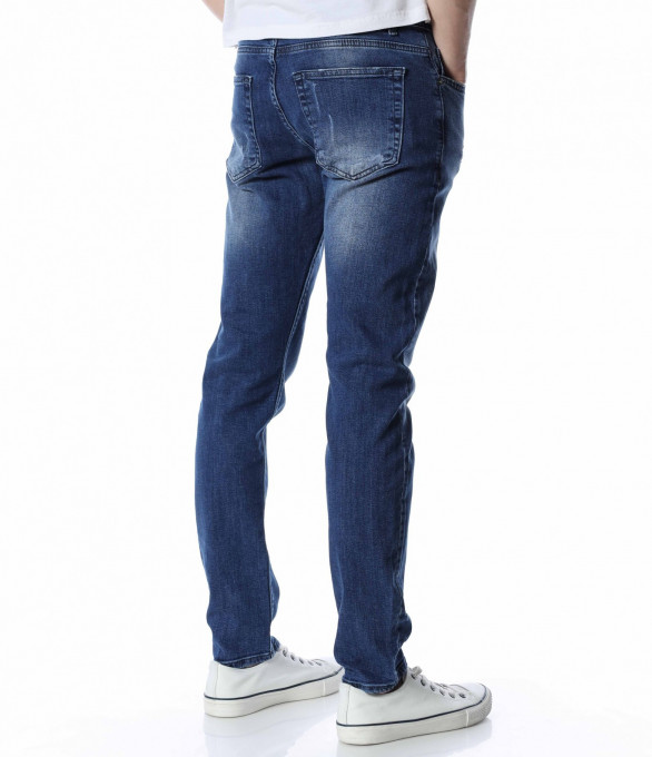 Мъжки дънки с накъсан ефект 13532 - Син