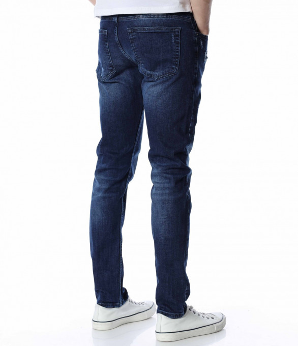 Тъмносини дънки с накъсан ефект 13528...