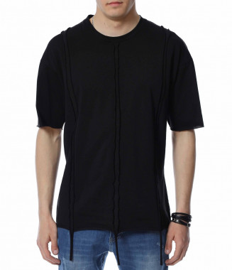 Тениска с връзки 13626 - Черен