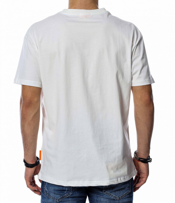 Блуза с къс ръкав и мече 13699 - Бял