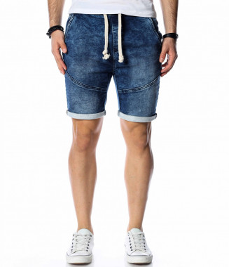 Къси Jogger дънки 13676 - Син