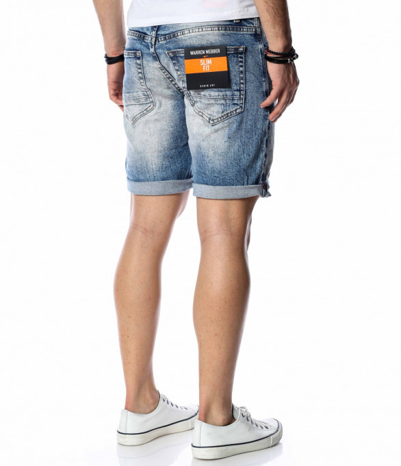 Къси дънки с изсветлен дизайн 13714 -...