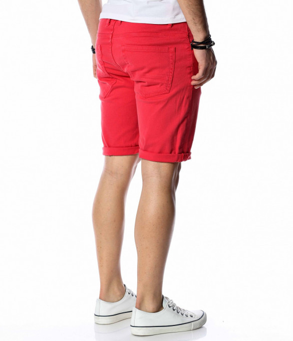 Цветни къси дънки 13696 - Червен