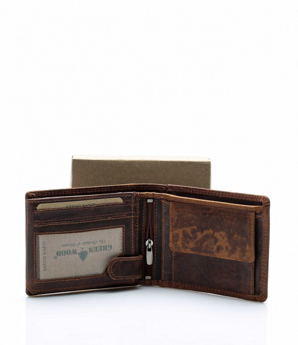 Стилен кожен портфейл 13721 - Кафяв