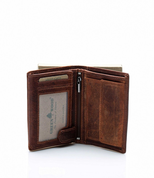 Класен кожен портфейл 13722 - Кафяв