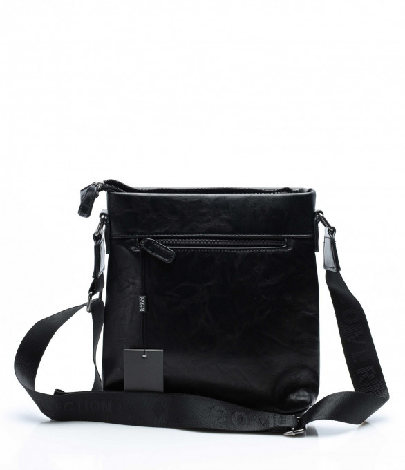 Кожена чанта с цип 13710 - Черен