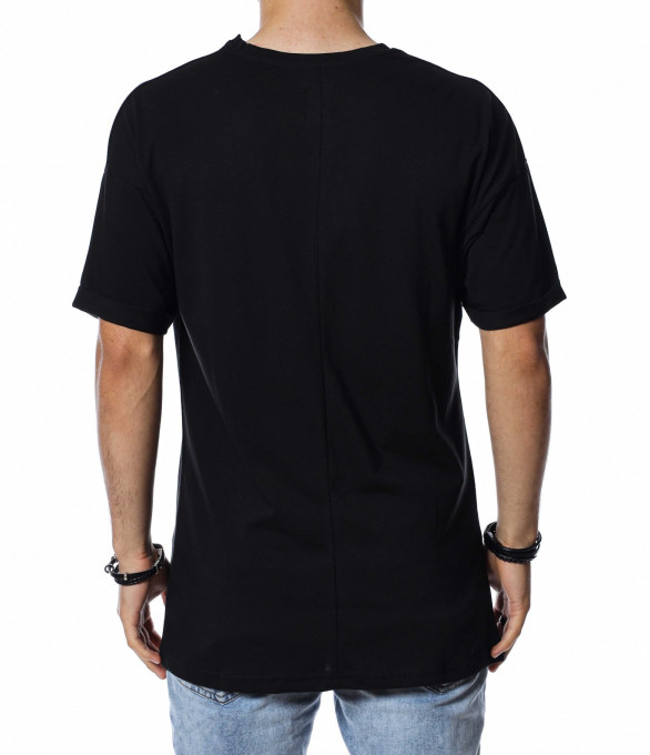 Тениска с удължена кройка 13787 - Черен