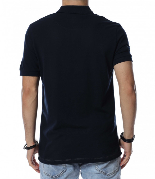 Тениска с яка и дизайн 13772 - Тъмно син