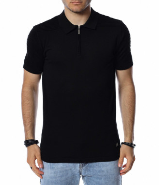 Тениска с яка и цип 13773 -...