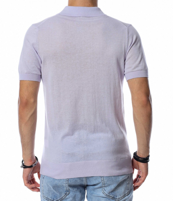 Тениска с яка от тънко плетиво 13755...