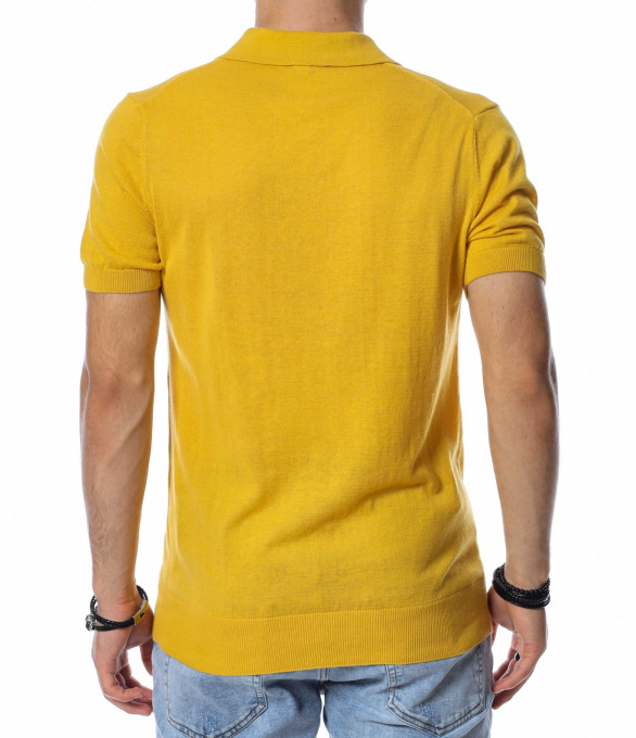 Тениска с яка от тънко плетиво 13755...