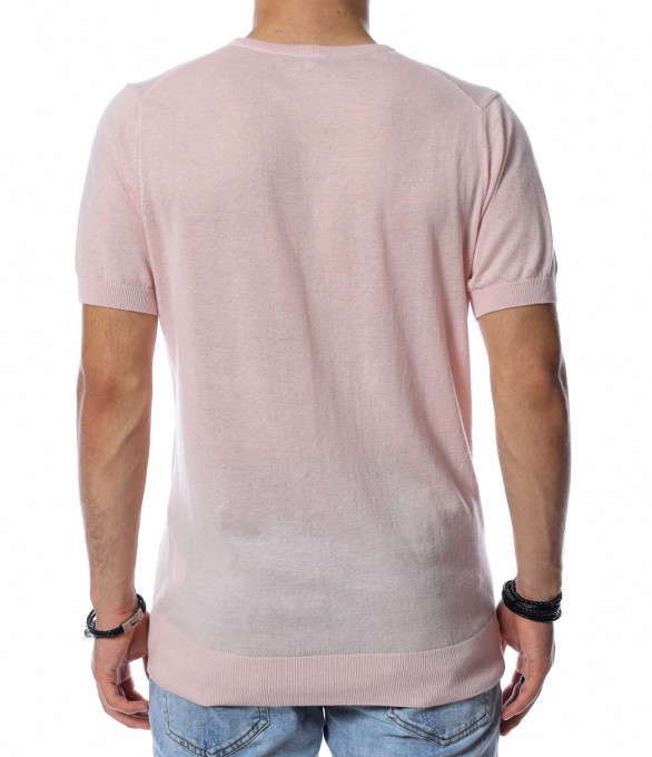 Тениска с яка от тънко плетиво 13755...