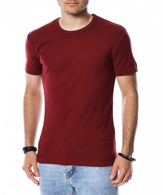 Изчистена памучна тениска 13805 - Бордо