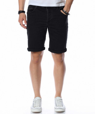 Къси черни дънки 13811 - Черен