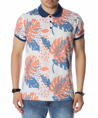 Тениска с яка флорален...