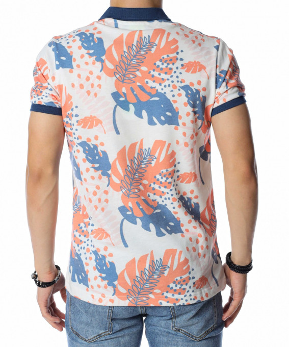 Тениска с яка флорален дизайн 13830 -...