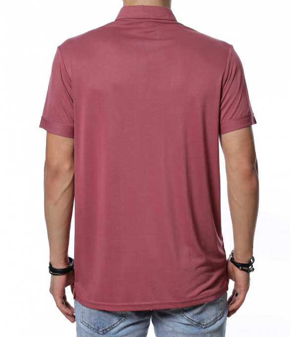 Едноцветна тениска с яка 13789 - Бордо