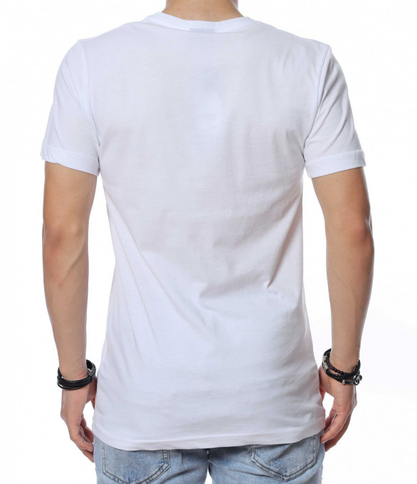 Тениска с неонова щампа 13799 - Бял